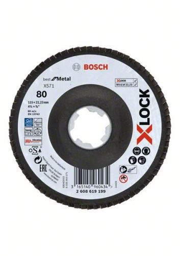 BOSCH X-LOCK Lamellenschleifscheiben des Best for Metal-Systems Ø 115 mm, G 80, X571, gebogene Ausführung, Fiberglas 2608619199