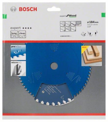 BOSCH Sägeblatt Expert für Holz 184 x 16 x 2,6 mm, 40 2608644036