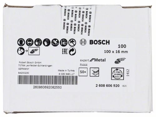 BOSCH Fiber-Schleifscheibe R444, Expert for Metal 100 mm, 16 mm, 100 2608606920