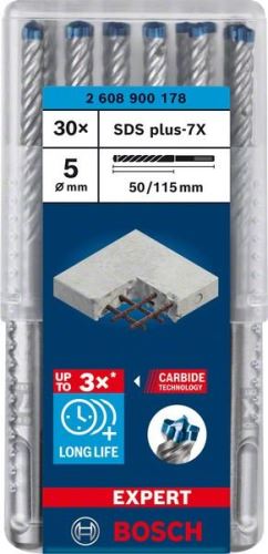 BOSCH EXPERT Bohrer SDS plus-7X, 5x50x115 30 Stück 2608900178