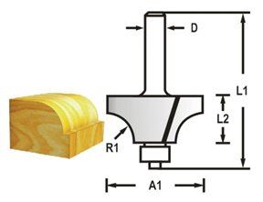 MAKITA Abrundfräser mit Lagerschaft 8 mm, 19x9,5x52 mm R 3,2 mm D-48496