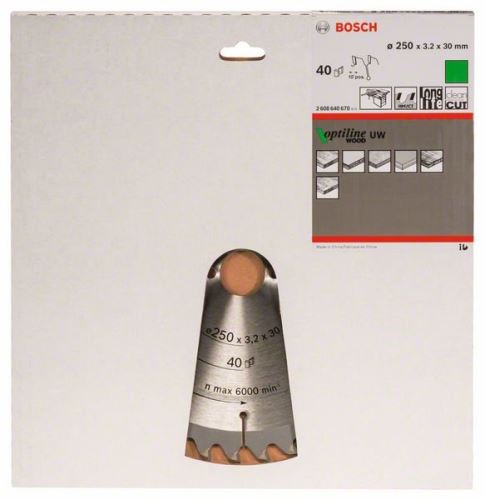 BOSCH Sägeblatt Optiline Wood 250 x 30 x 3,2 mm, 40 2608640670