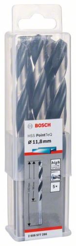 BOSCH Spiralbohrer HSS PointTeQ 11,8 mm (5 Stück) 2608577286