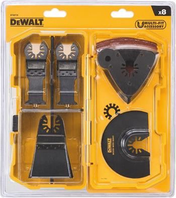 DeWALT Set (8 Stück) für oszillierende Werkzeuge (1x DT20700, 1x DT20701, 1x DT20704, 1x DT20705, DT20710, 3x Schleifpapier 93 x 93 mm) DT20731