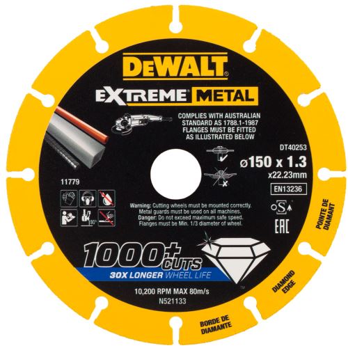 DeWALT Diamanttrennscheibe EXTREME METAL 150 x 1,3 mm DT40253