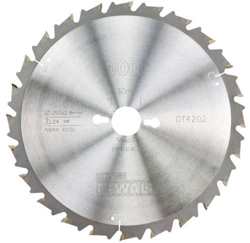 DeWALT Radialarmsägeblatt, FT/DL 10°, 250 x 30 mm, 24 Zähne DT4202