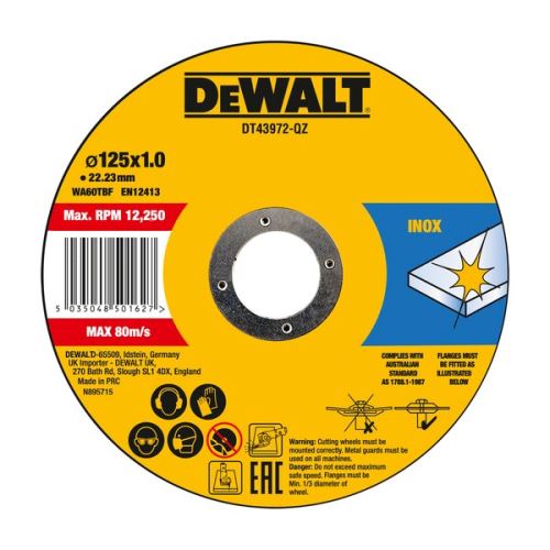 DeWALT Trennscheibe für Metall und Edelstahl 125 x 1 mm (25 Stück) DT43972