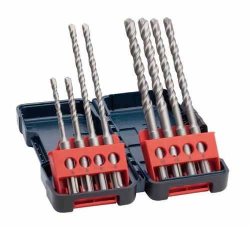 BOSCH 8-teiliges SDS-Plus-3 Hammerbohrer-Set, Hartbox 5 x 110 (1x); 6x110 (1x); 6 x 160 (2x) mm; 8x160 (2x); 10 x 160 (2x) 2607019903