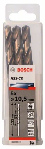 BOSCH Metallbohrer HSS-Co, DIN 338 10,5 x 87 x 133 mm (5 Stück) 2608585900