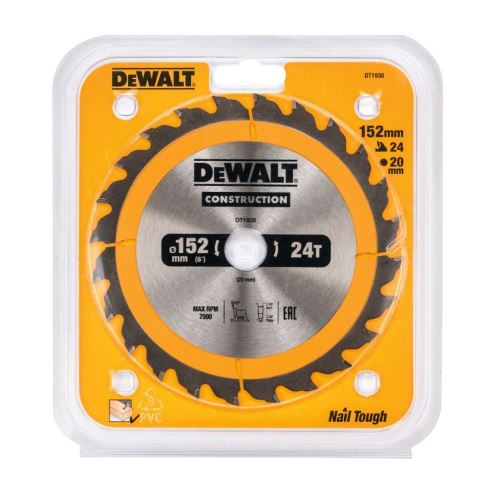 DeWALT Sägeblatt für Holz 152 mm 24 Zähne DT1930