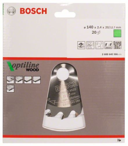 BOSCH Sägeblatt Optiline Wood 140 x 20/12,7 x 2,4 mm, 20 2608640586