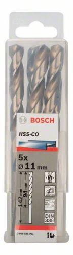 BOSCH Bohrer für Metall HSS-Co, DIN 338 11 x 94 x 142 mm (5 Stück) 2608585901