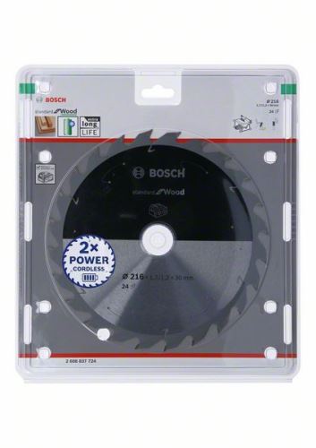 BOSCH Sägeblatt für Akku-Sägen; Standard für Holz 216x30x1,7/1,2x24T 2608837724