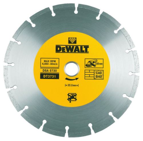 DeWALT DIA segmentierte Beton- und Ziegelscheibe, Trockenschnitt, 180 mm x 22,2 mm DT3721