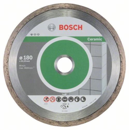 BOSCH Diamant-Trennscheibe Standard für Keramik 180 x 22,23 x 1,6 x 7 mm (10 Stück) 2608603233