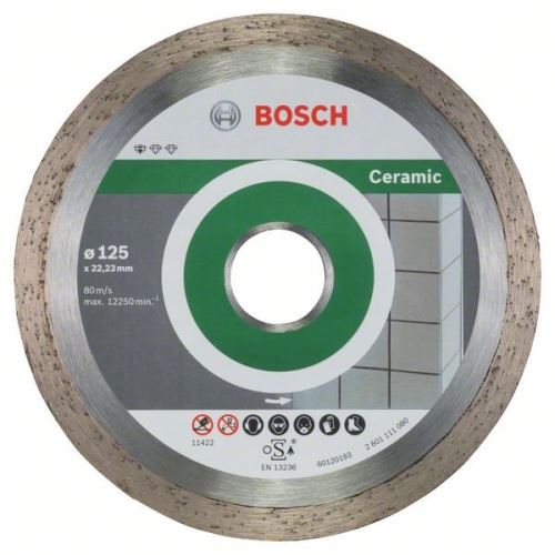 BOSCH Diamant-Trennscheibe Standard für Keramik 125 x 22,23 x 1,6 x 7 mm (10 Stück) 2608603232