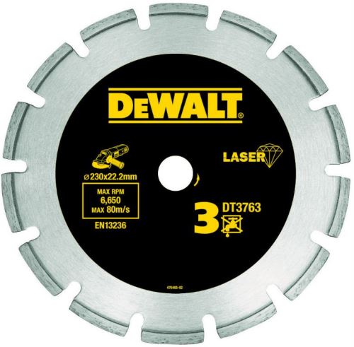 DeWALT Trockentrennscheibe für harte Materialien und Granit, 125 mm x 22,2 mm, DT3761