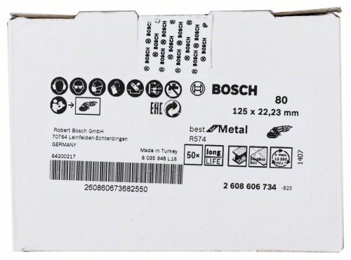 BOSCH Fiber-Schleifscheibe R574, Best for Metal D = 125 mm; G = 80 2608606734