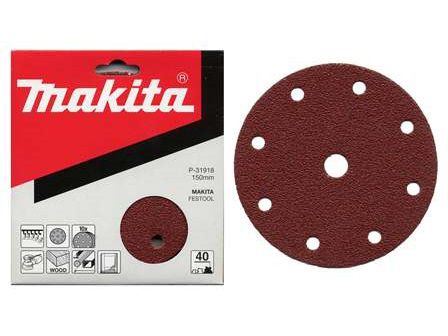 MAKITA Schleifpapier Klett 150 mm 9 Löcher K100, 50 Stück P-32605