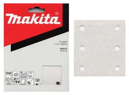 MAKITA Schleifpapier Klett 102x114 mm 6 Löcher K180, 10 Stück P-35863