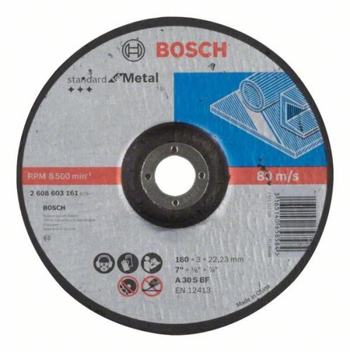 BOSCH Profiltrennscheibe Standard für Metall A 30 S BF, 180 mm, 22,23 mm, 3,0 mm 2608603161