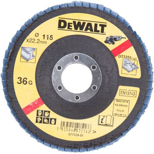 DeWALT Konvexe Fächerscheibe für Metall 115 x 22,2 mm x 36G DT3255