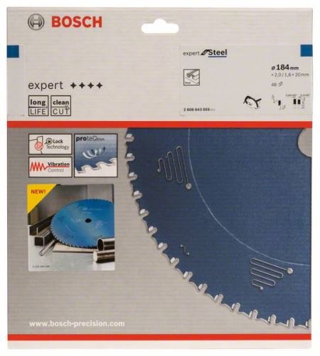 BOSCH Kreissägeblatt Expert für Stahl 184 x 20 x 2,0 mm, 48 2608643055