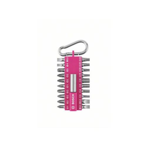 BOSCH 21-teiliges Schraubendreher-Bit-Set mit Karabiner – Fuchsia 2607002821