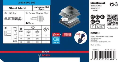 BOSCH EXPERT Locher-Set Blech 22-32, 6-tlg. 2608900502