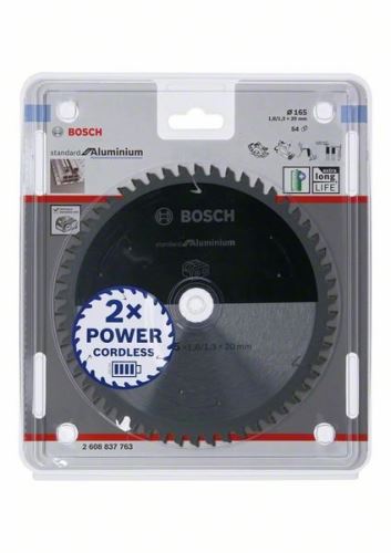 BOSCH Sägeblatt für Akku-Sägen; Standard für Aluminium 165x20x1,8/1,3x54T 2608837763