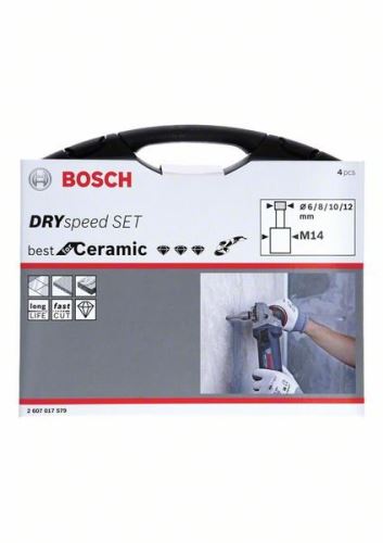 BOSCH 4-teiliges Set Best for Ceramic Trockendiamantbohrer mit M14 – ⌀6/8/10/12 mm 2607017579