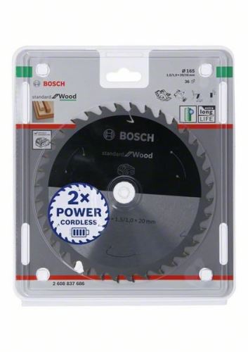 BOSCH Sägeblatt für Akku-Sägen; Standard für Holz 165x20/16x1,5/1,0x36T 2608837686