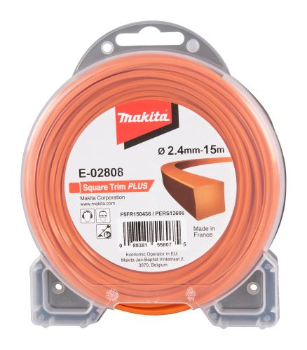 MAKITA Schnur Nylon Plus 2,4 mm, 15 m, orange, quadratisch E-02808