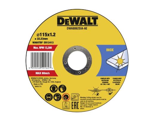 DeWALT Trennscheibe 115 x 1,2 x 22,23 mm Inox DWA8062SIA